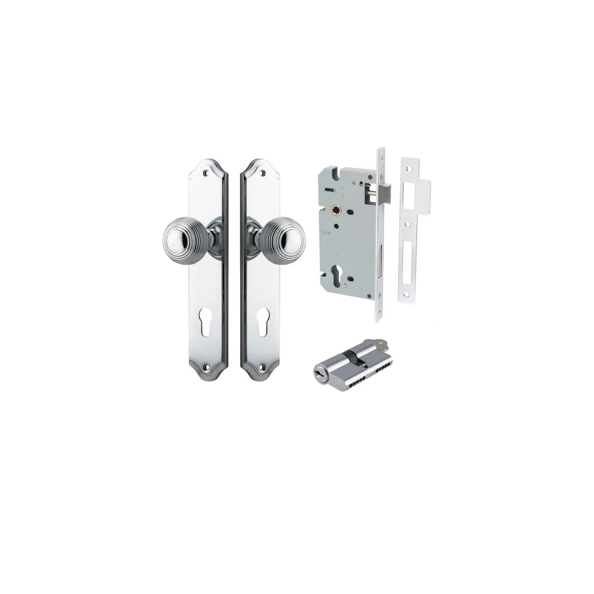 Guildford Knob - Shouldered Backplate Entrance Kit with High Security Lock - entrance set configuration (6 of 18)