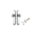 Guildford Knob - Shouldered Backplate Passage Kit in Brushed Chrome - rear mounting detail