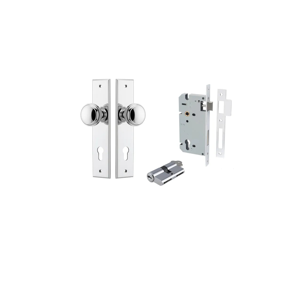 Paddington Knob - Chamfered Backplate Entrance Kit with High Security Lock - entrance set configuration (6 of 18)
