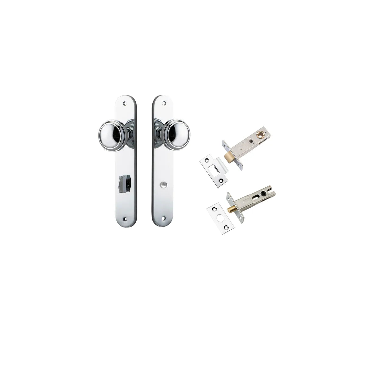 Paddington Knob - Oval Backplate Privacy Kit with Privacy Turn in Polished Chrome - privacy set configuration