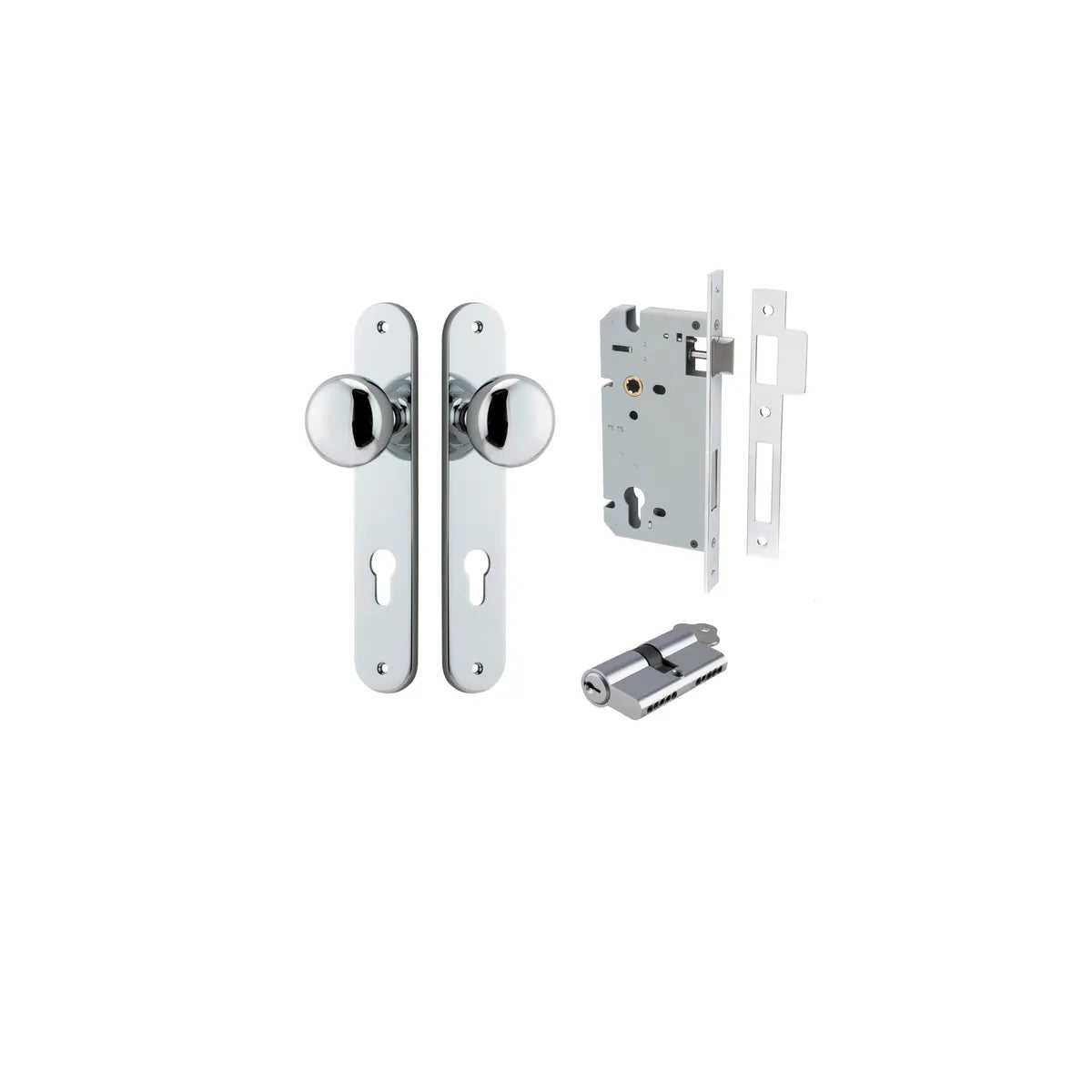 Cambridge Knob - Oval Backplate Entrance Kit with High Security Lock - entrance set configuration (6 of 18)