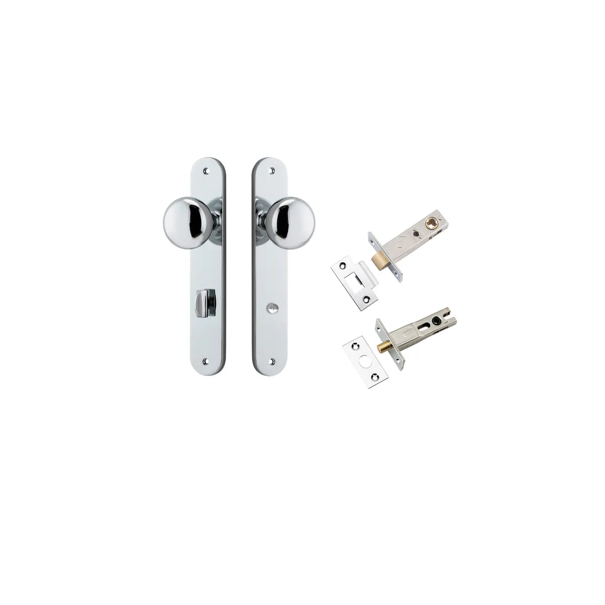 Cambridge Knob - Oval Backplate Privacy Kit with Privacy Turn in Polished Chrome - privacy set configuration