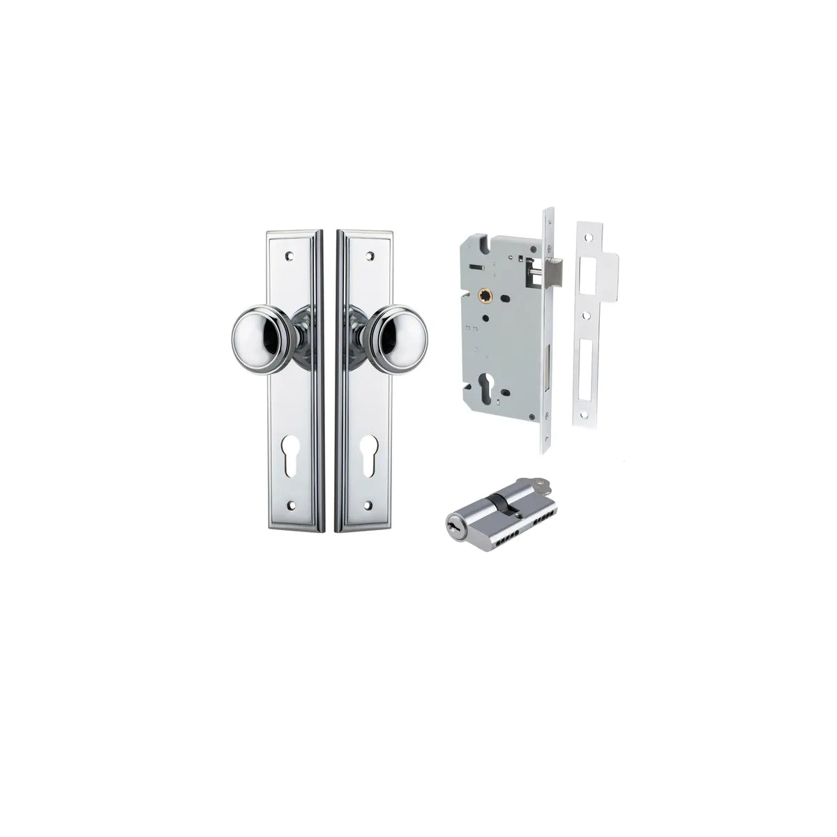 Paddington Knob - Stepped Backplate Entrance Kit with High Security Lock - entrance set configuration (6 of 18)