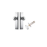 Guildford Knob - Stepped Backplate Passage Kit in Brushed Chrome - rear mounting detail