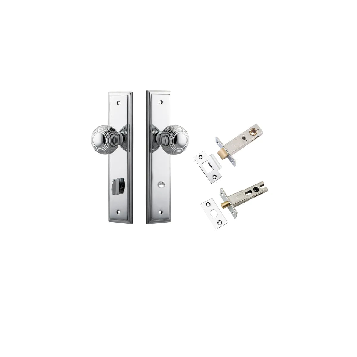 Guildford Knob - Stepped Backplate Privacy Kit with Privacy Turn in Brushed Chrome - privacy set configuration (6 of 9)