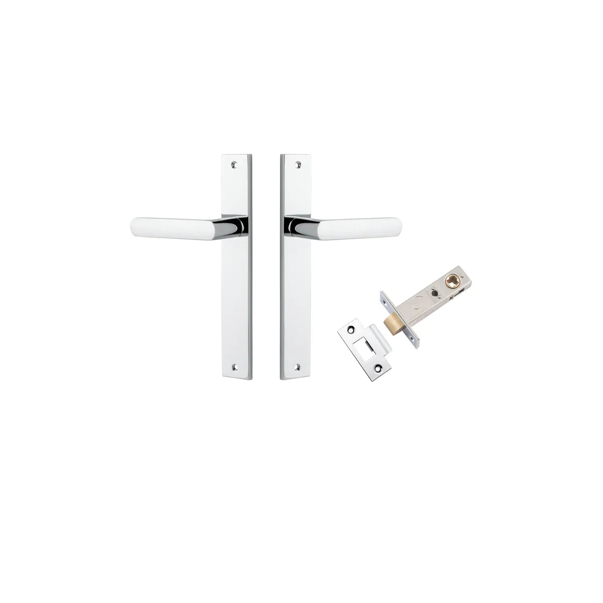 Osaka Lever - Rectangular Backplate Passage Kit in Polished Chrome - side profile view