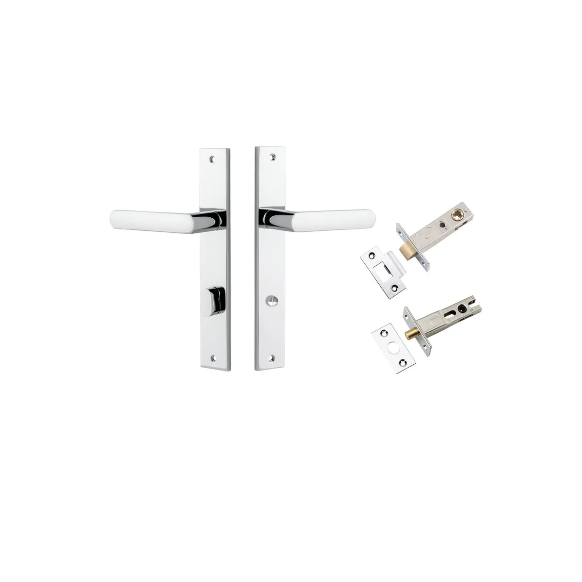 Osaka Lever - Rectangular Backplate Privacy Kit with Privacy Turn in Polished Chrome - privacy set configuration