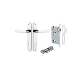 Osaka Lever - Oval Backplate Entrance Kit with High Security Lock in Brushed Chrome - entrance set configuration
