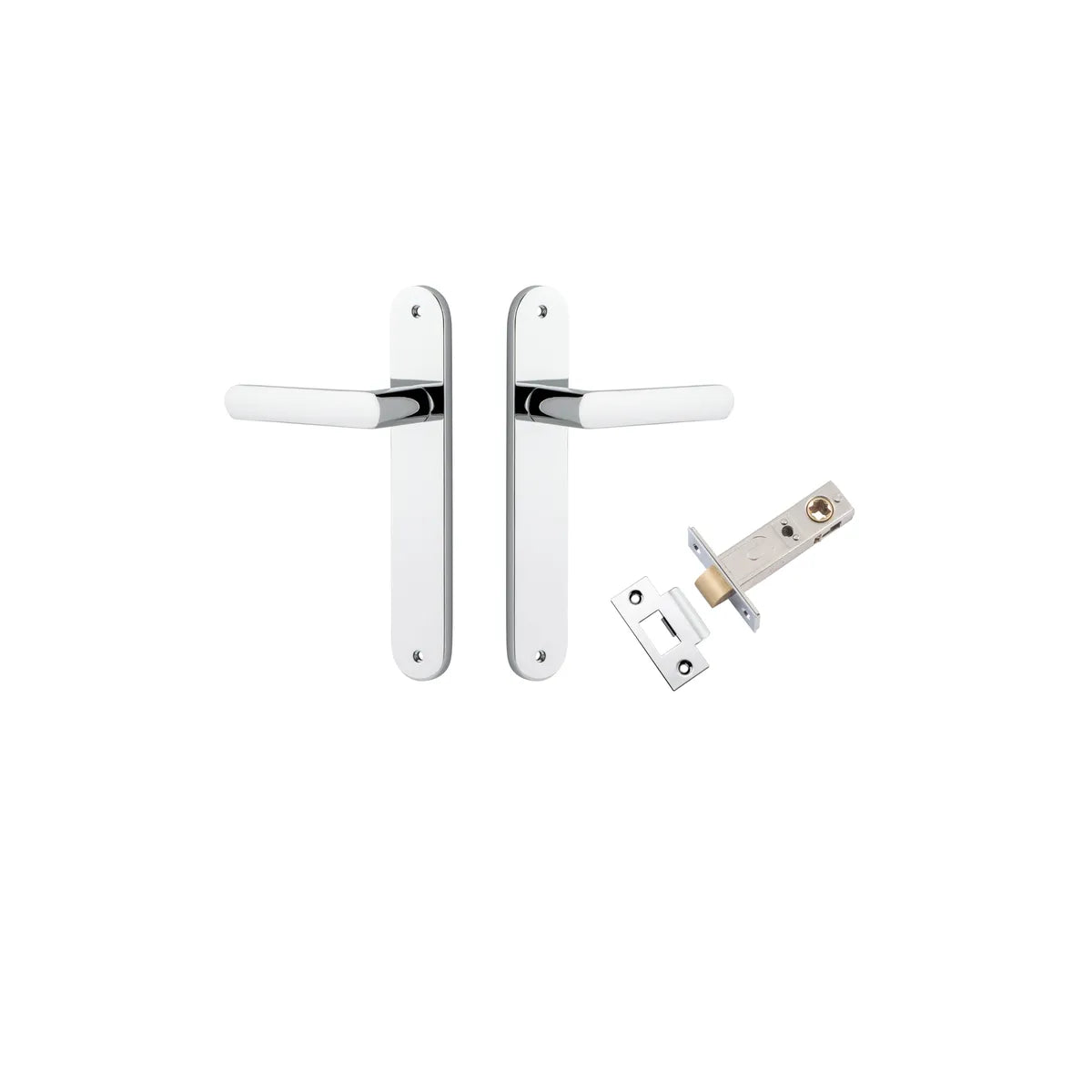 Osaka Lever - Oval Backplate Passage Kit in Polished Chrome - side profile view