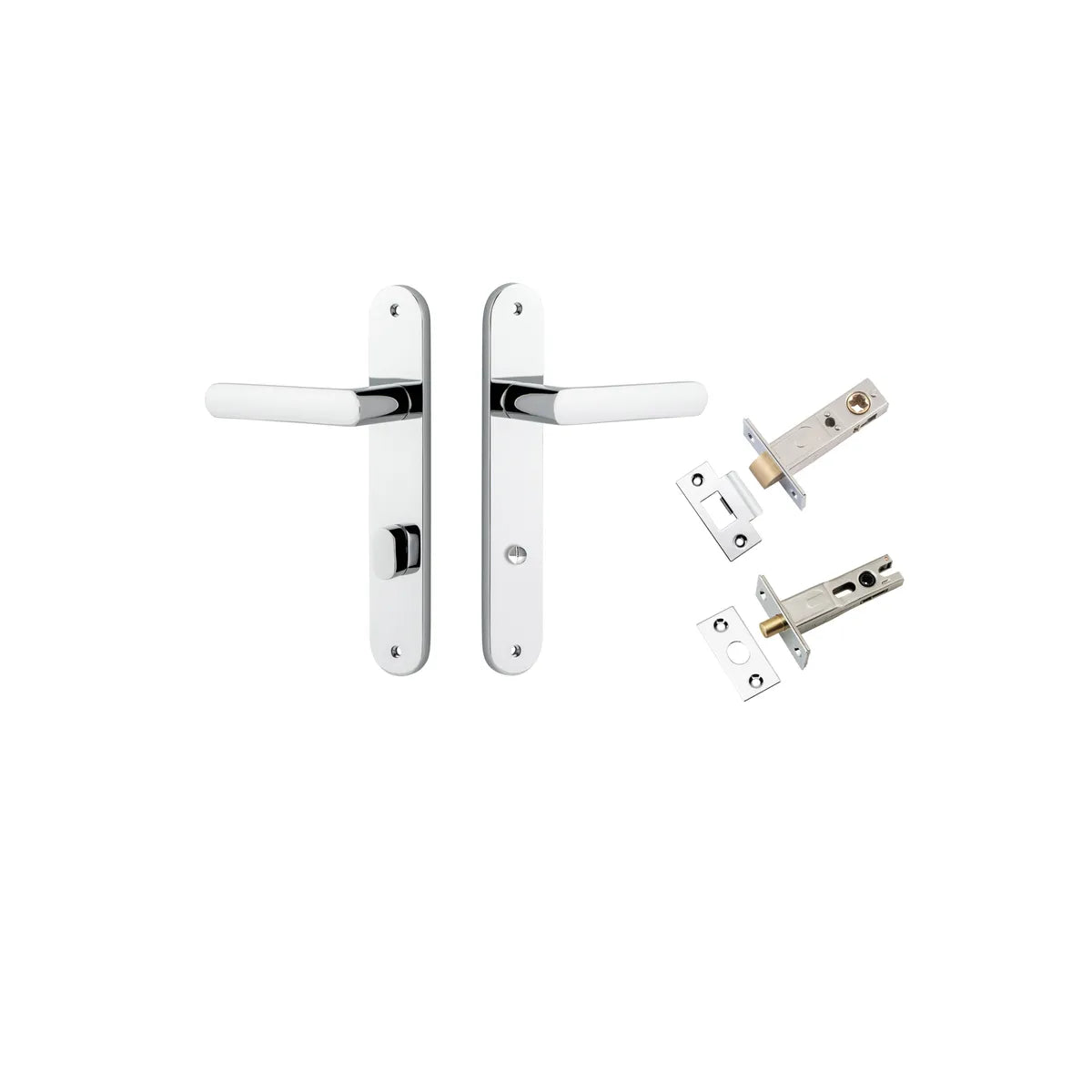 Osaka Lever - Oval Backplate Privacy Kit with Privacy Turn in Polished Chrome - privacy set configuration