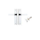 Osaka Lever - Chamfered Backplate Passage Kit in Polished Chrome - side profile view