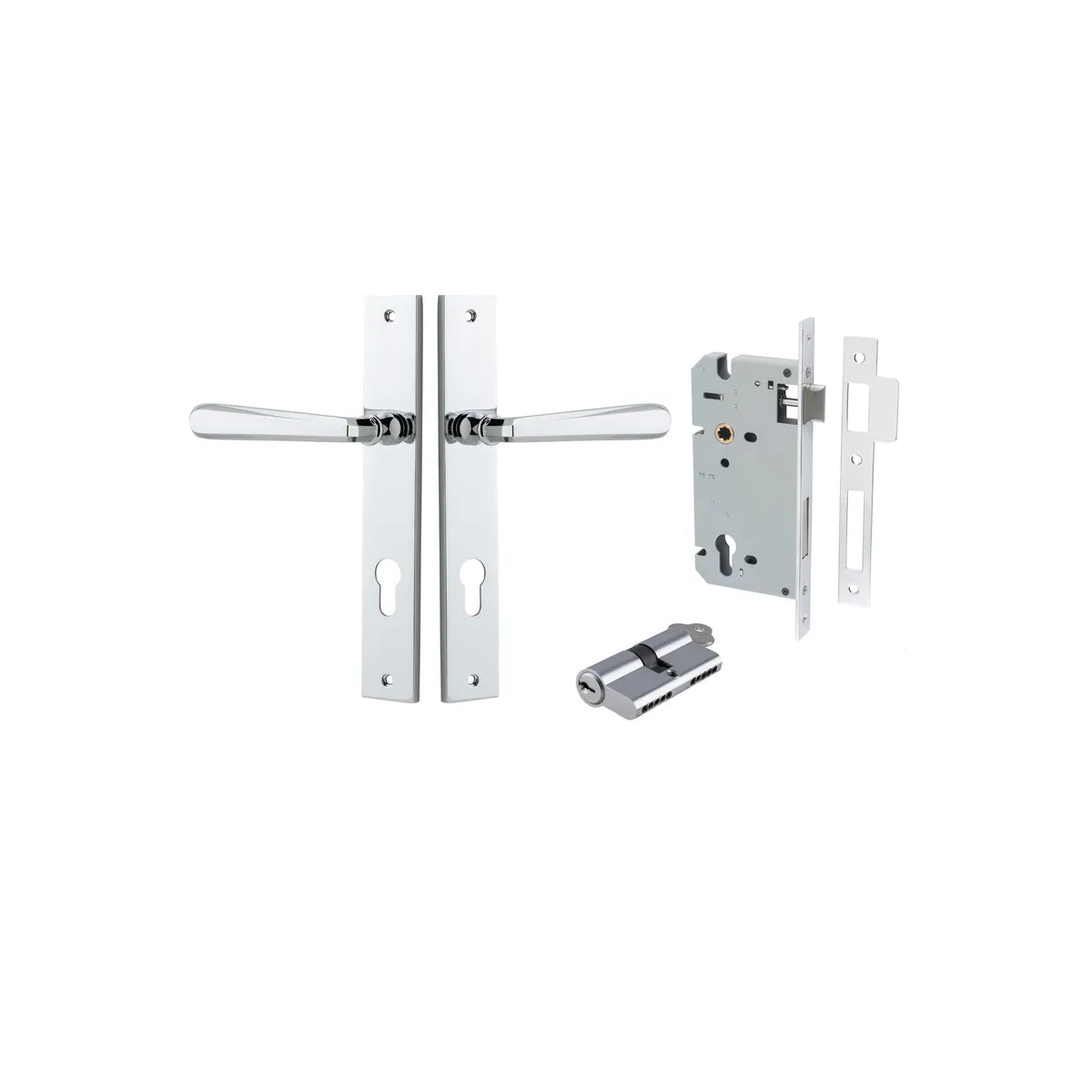 Copenhagen Lever - Rectangular Backplate Entrance Kit with High Security Lock - entrance set configuration (5 of 14)