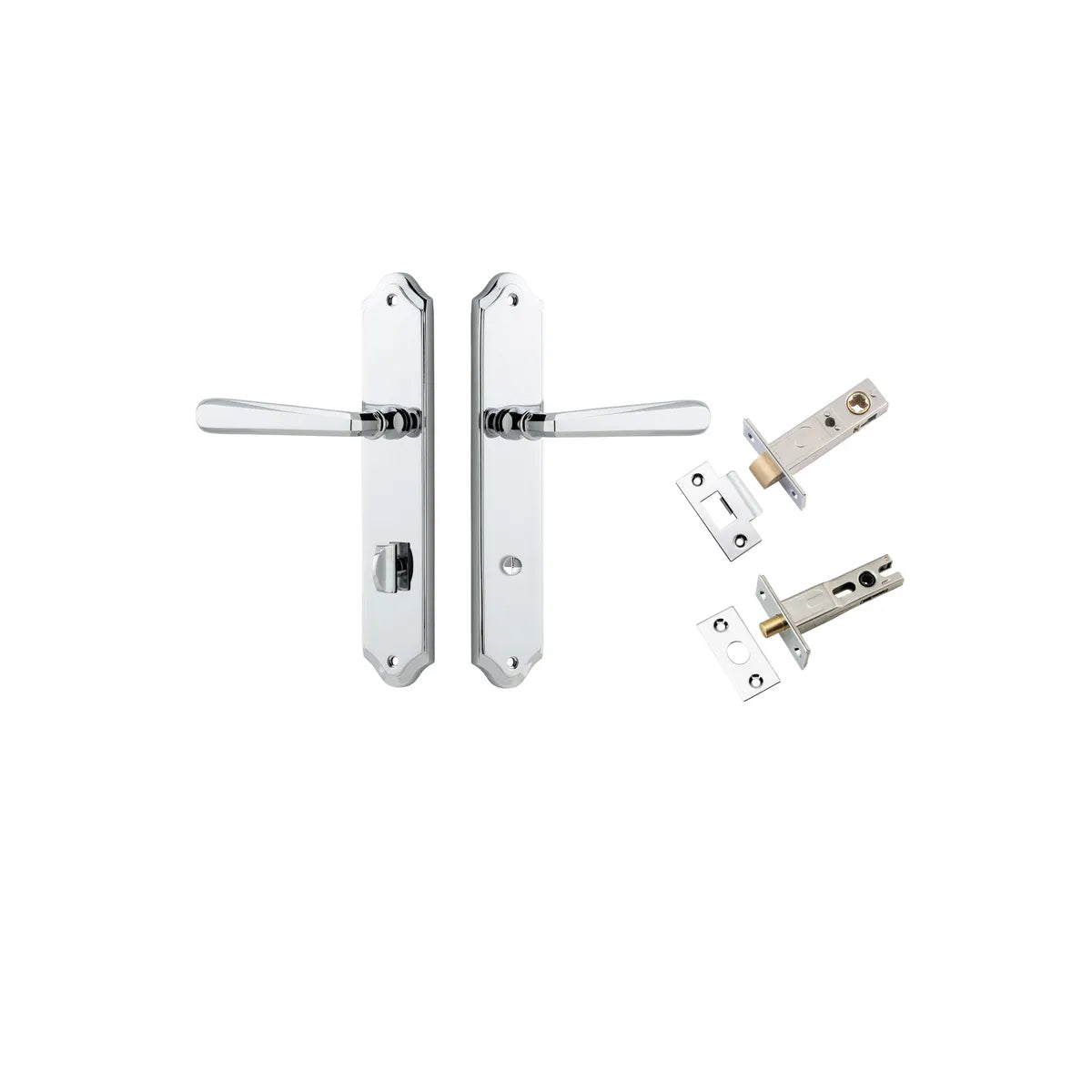 Copenhagen Lever - Shouldered Backplate Privacy Kit with Privacy Turn in Polished Chrome - privacy set configuration