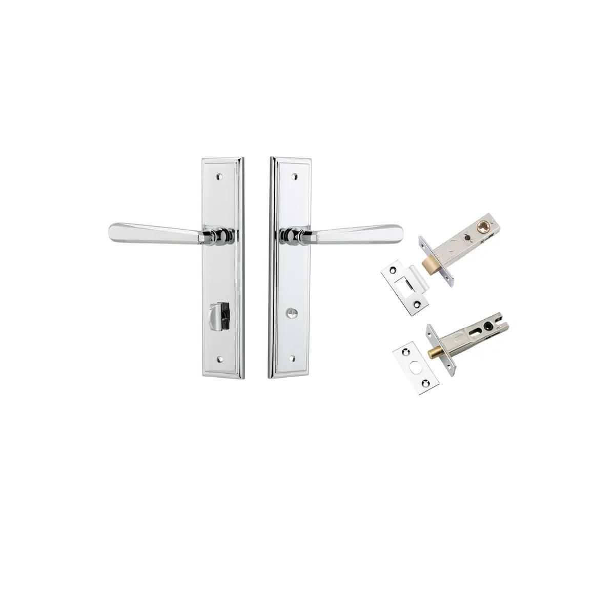 Copenhagen Lever - Steppedd Backplate Privacy Kit with Privacy Turn in Polished Chrome - privacy set configuration