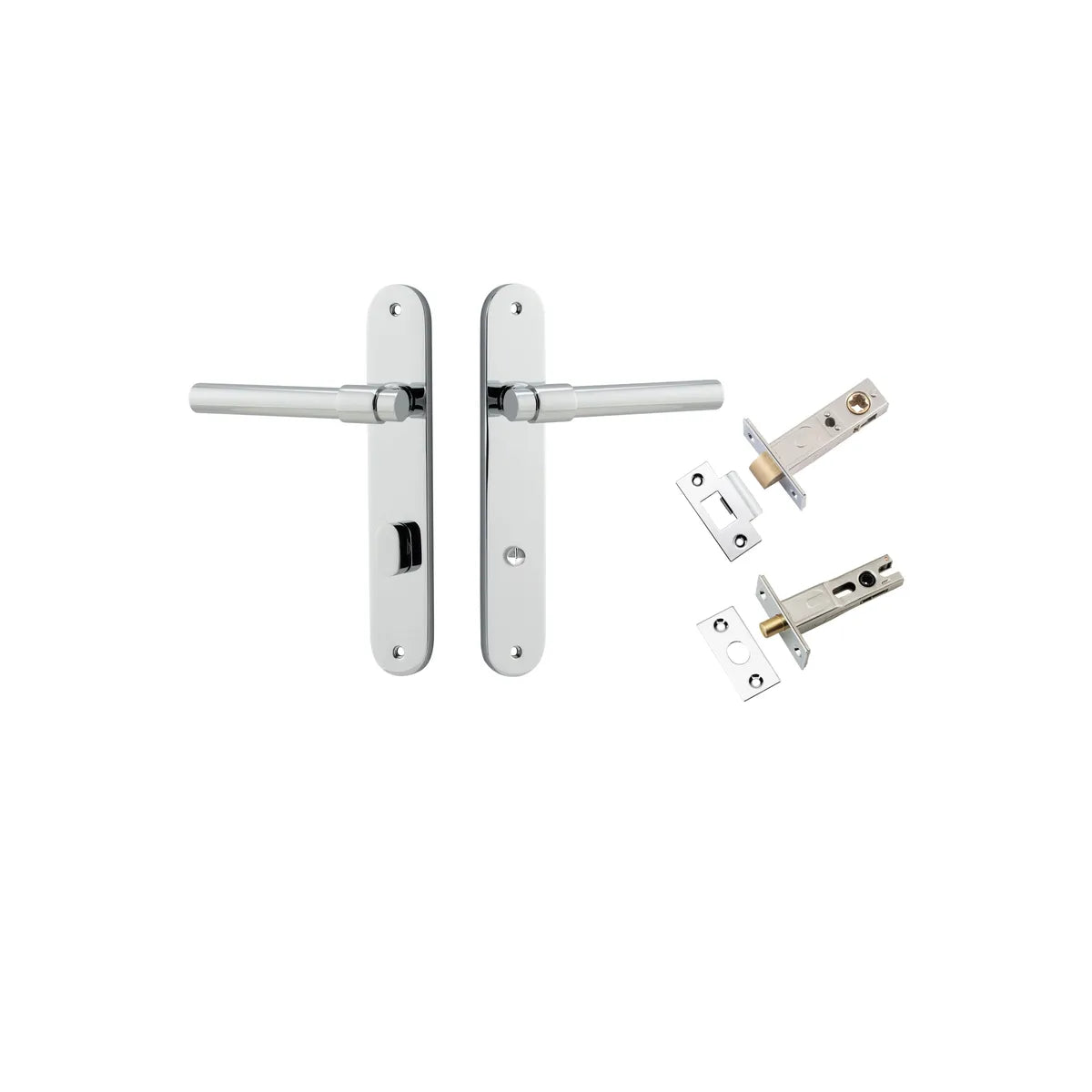 Helsinki Lever - Oval Backplate Privacy Kit with Privacy Turn in Brushed Chrome - privacy set configuration (5 of 7)