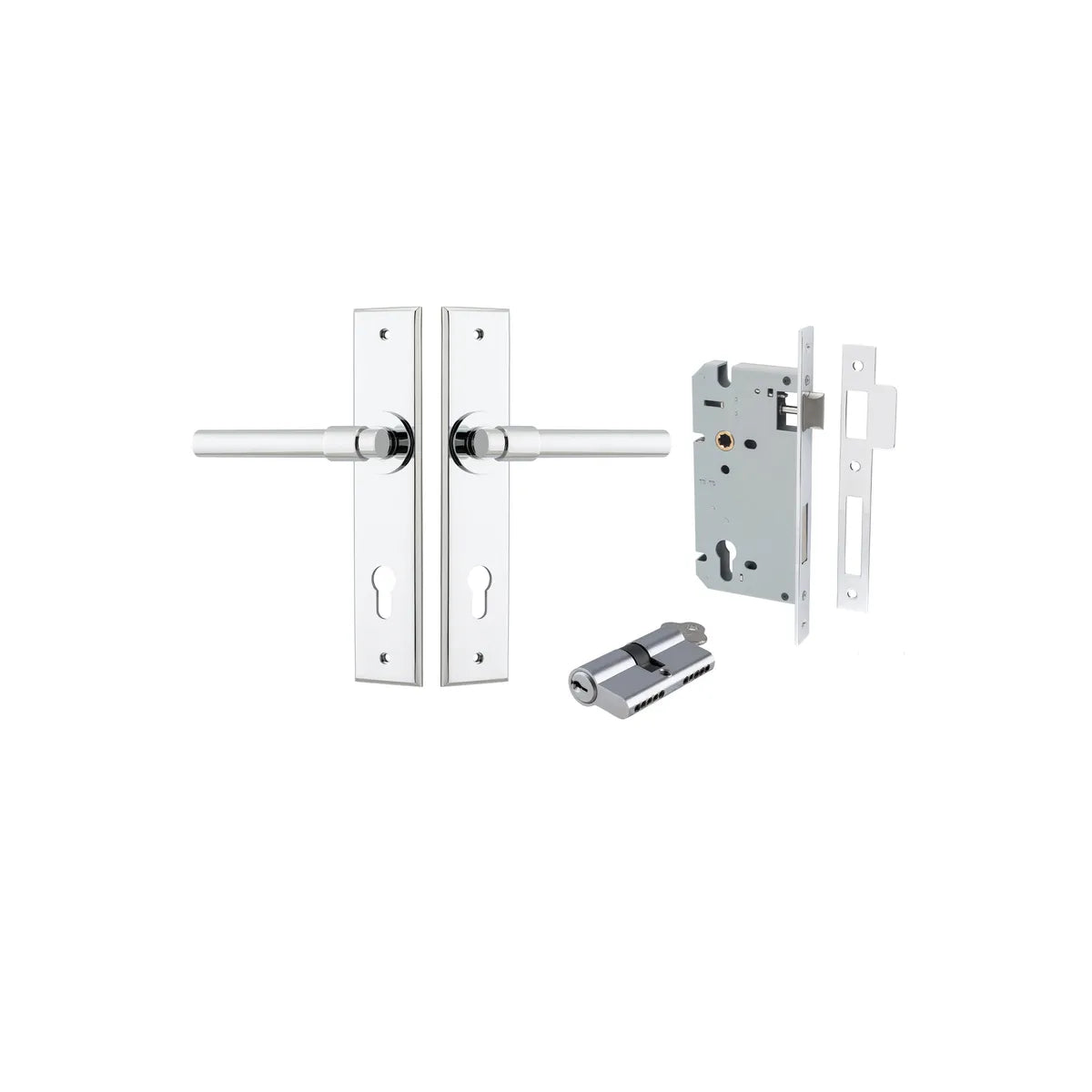 Helsinki Lever - Chamfered Backplate Entrance Kit with High Security Lock - entrance set configuration (5 of 14)