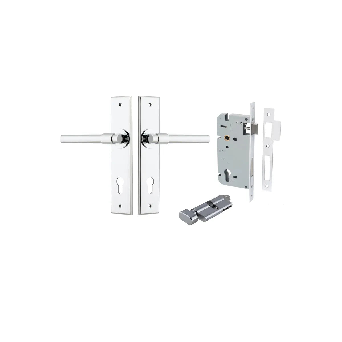 Helsinki Lever - Chamfered Backplate Entrance Kit with High Security Lock - entrance set configuration (12 of 14)