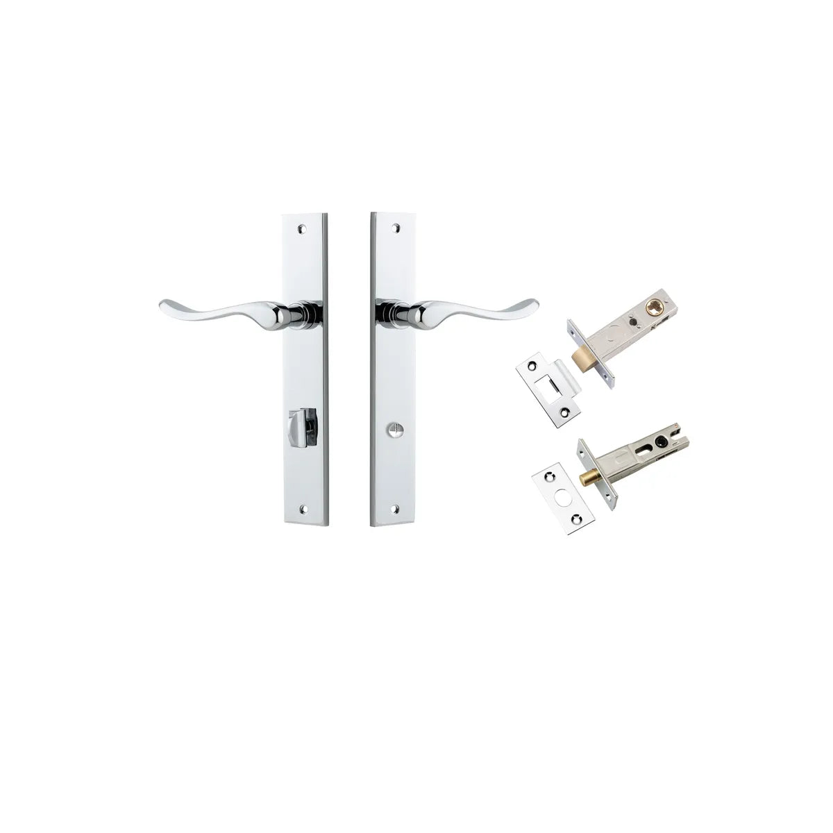 Stirling Lever - Rectangular Backplate Privacy Kit with Privacy Turn in Polished Chrome - privacy set configuration