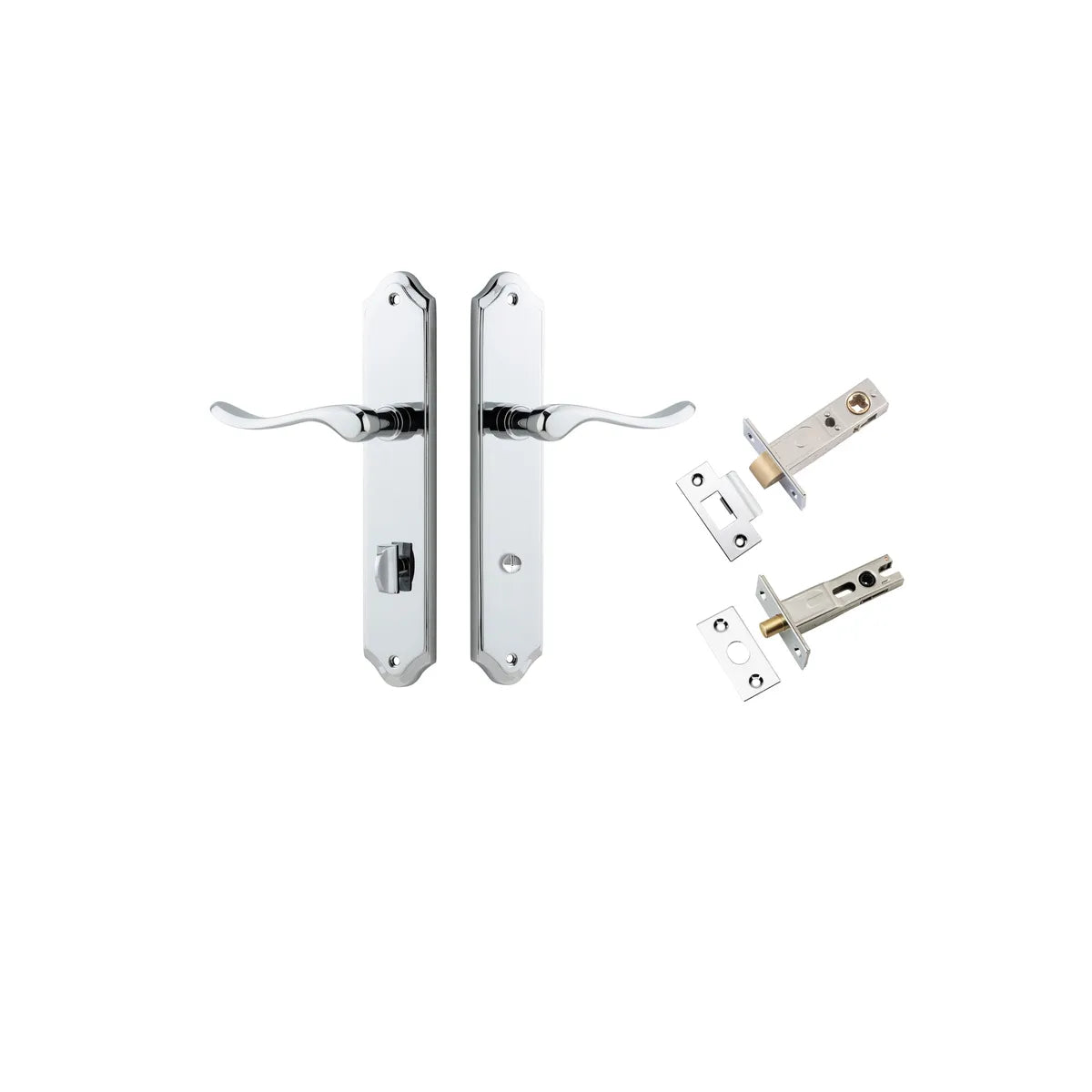 Stirling Lever - Shouldered Backplate Privacy Kit with Privacy Turn in Polished Chrome - privacy set configuration
