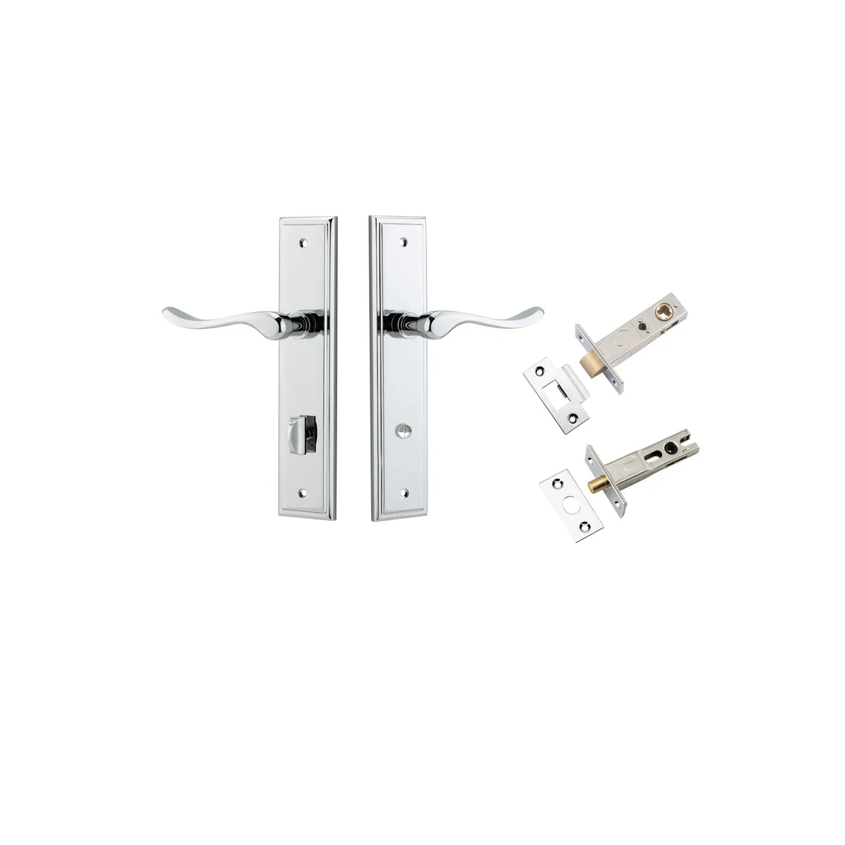 Stirling Lever - Stepped Backplate Privacy Kit with Privacy Turn in Polished Chrome - privacy set configuration