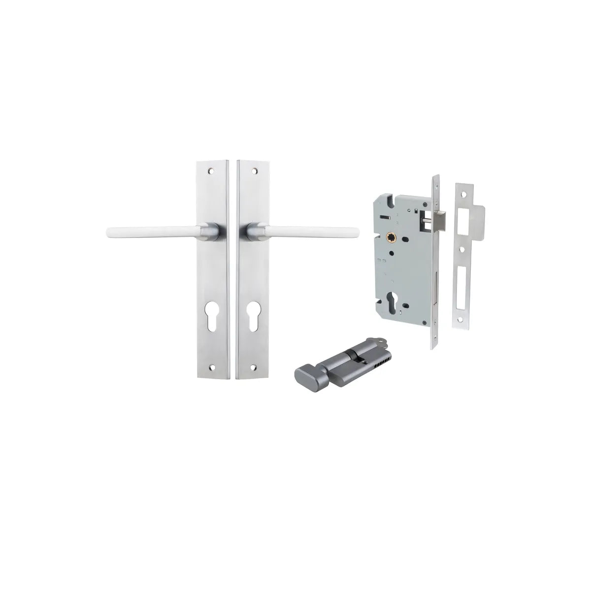 Baltimore Lever - Rectangular Backplate Entrance Kit with High Security Lock - entrance set configuration (9 of 14)