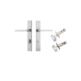 Baltimore Lever - Rectangular Backplate Privacy Kit with Privacy Turn in Brushed Chrome - privacy set configuration
