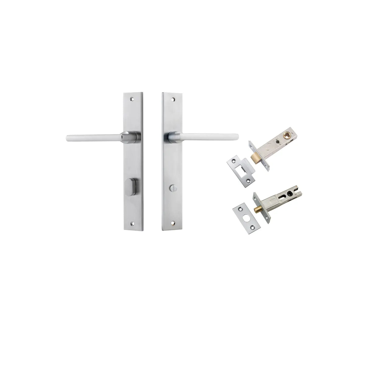 Baltimore Lever - Rectangular Backplate Privacy Kit with Privacy Turn in Brushed Chrome - privacy set configuration