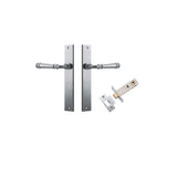 Verona Lever - Rectangular Backplate Passage Kit in Brushed Chrome - angled product view