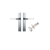 Annecy Lever - Rectangular Backplate Passage Kit in Brushed Chrome - angled product view