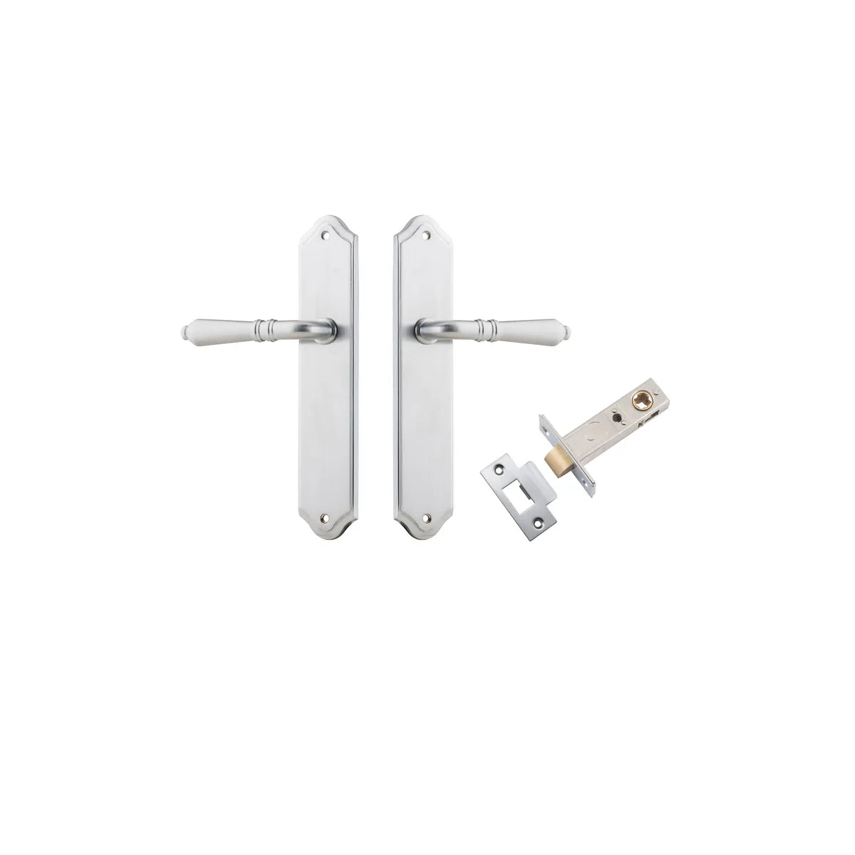 Sarlat Lever - Shouldered Backplate Passage Kit in Brushed Brass - angled product view