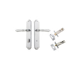 Sarlat Lever - Shouldered Backplate Privacy Kit with Privacy Turn in Brushed Chrome - privacy set configuration