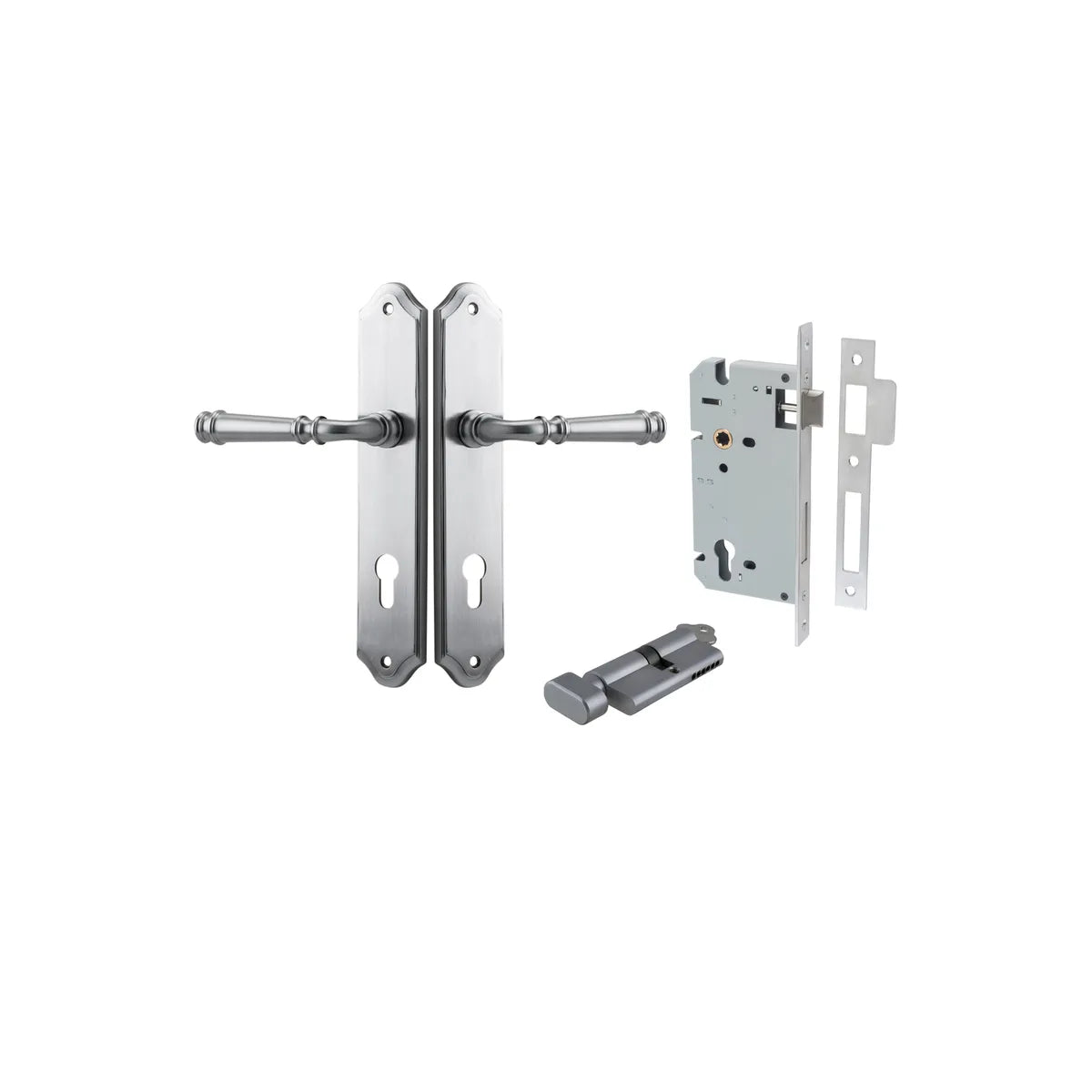 Verona Lever - Shouldered Backplate Entrance Kit with High Security Lock in Brushed Brass - entrance set configura (11 of 18)