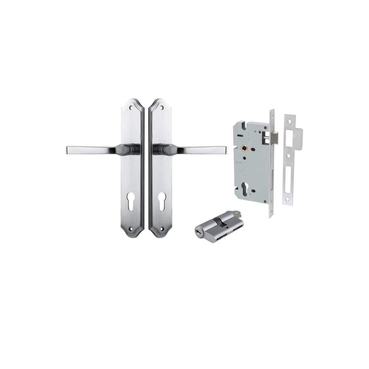 Annecy Lever - Shouldered Backplate Entrance Kit with High Security Lock - entrance set configuration