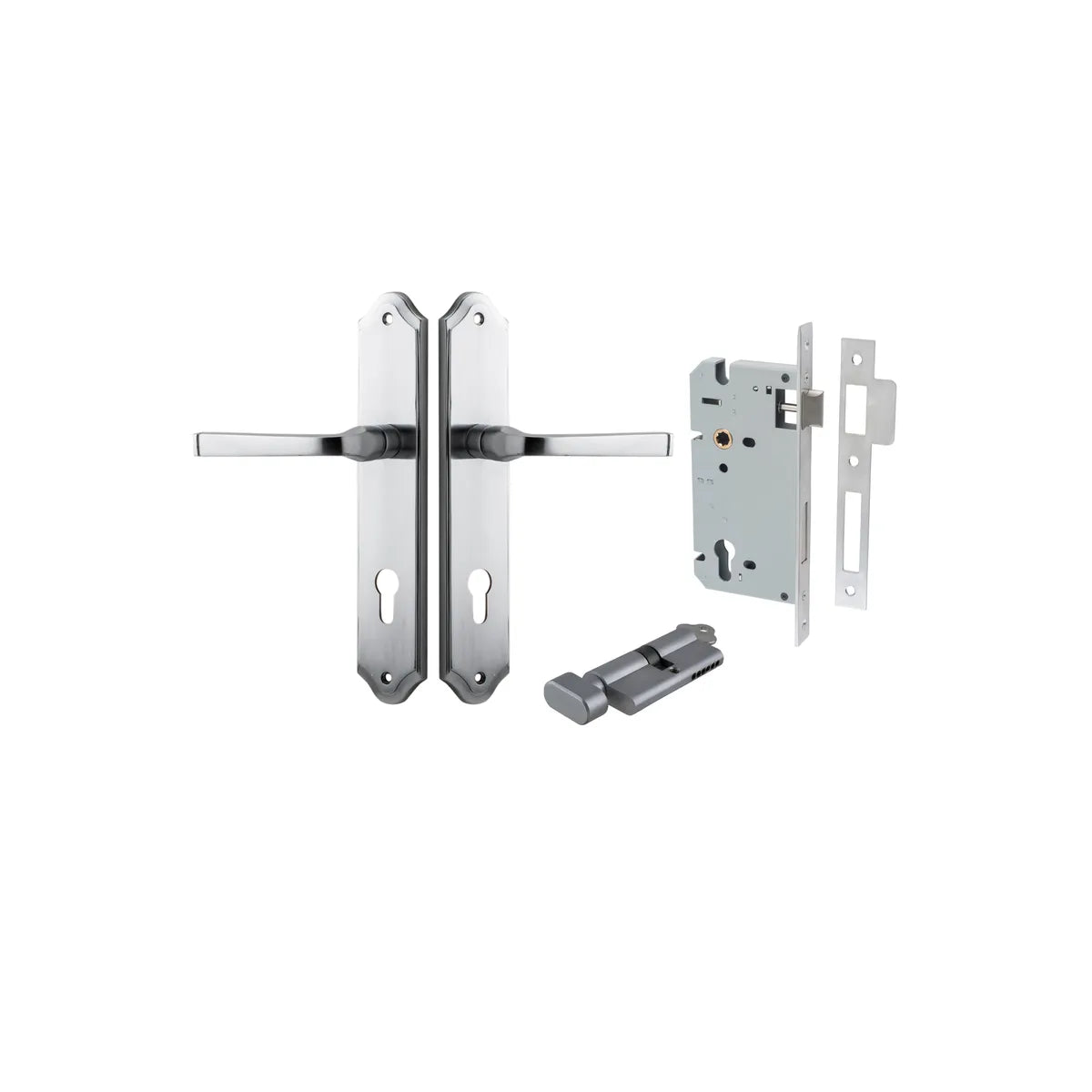 Annecy Lever - Shouldered Backplate Entrance Kit with High Security Lock in Brushed Brass - entrance set configura (11 of 18)