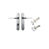 Annecy Lever - Oval Backplate Privacy Kit with Privacy Turn in Brushed Chrome - privacy set configuration