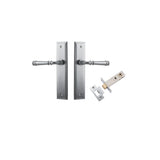 Verona Lever - Stepped Backplate Passage Kit in Brushed Chrome - angled product view