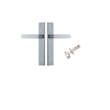 Bronte Lever - Rectangular Backplate Passage Kit in Brushed Chrome - angled product view