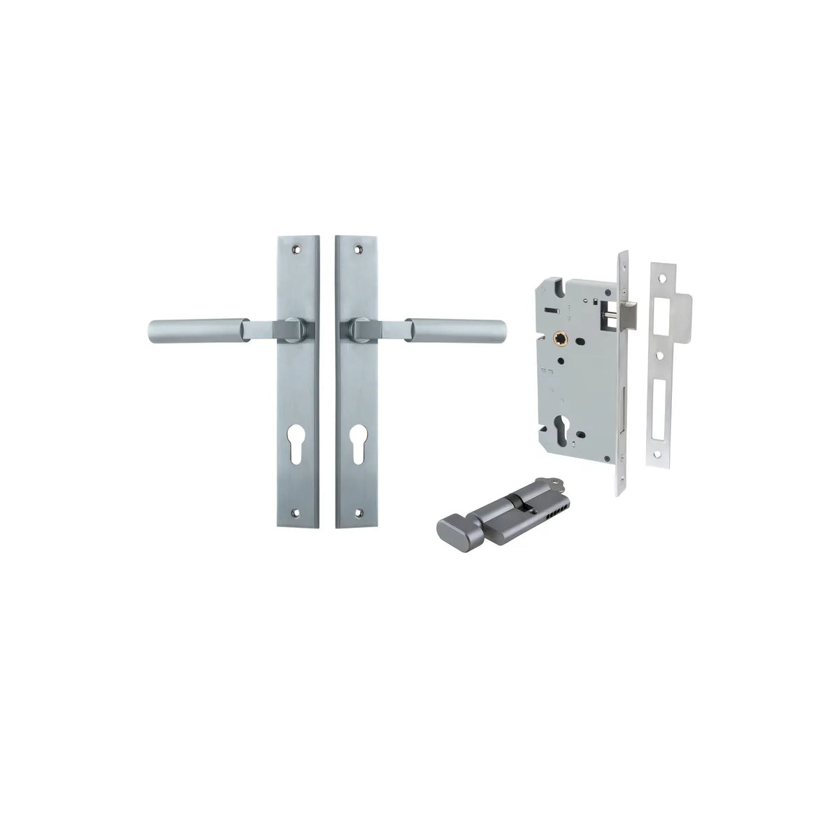 Berlin Lever - Rectangular Backplate Entrance Kit with High Security Lock - entrance set configuration (9 of 14)