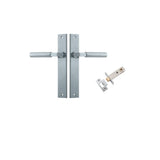 Berlin Lever - Rectangular Backplate Passage Kit in Brushed Brass - angled product view
