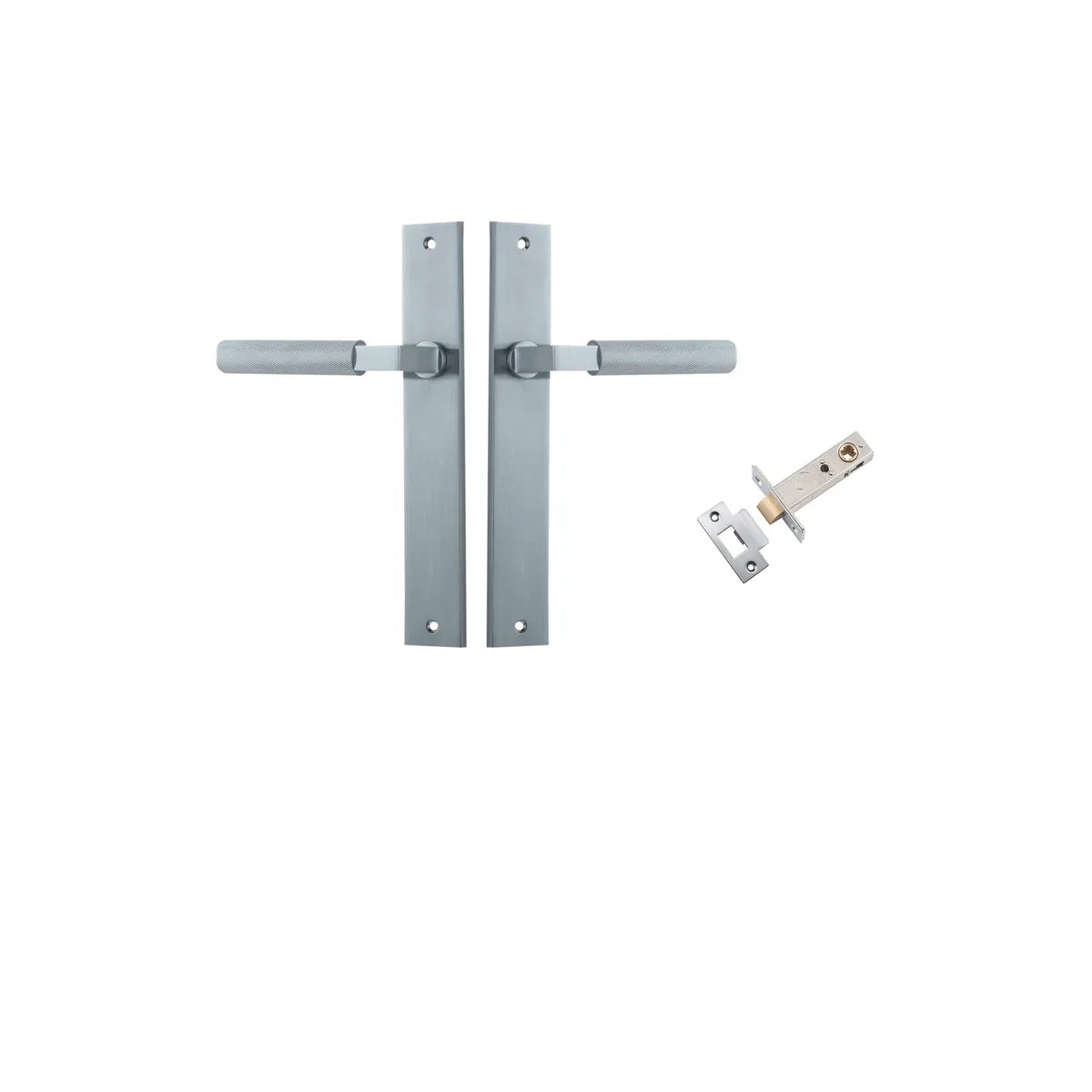 Brunswick Lever - Rectangular Backplate Passage Kit in Brushed Chrome - front view
