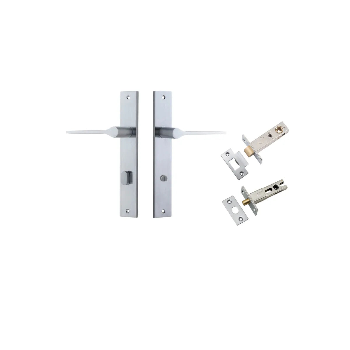 Como Lever - Rectangular Backplate Privacy Kit in Brushed Chrome - privacy set configuration