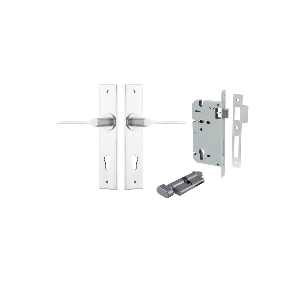 Como Lever - Chamfered Backplate Entrance Kit with High Security Lock