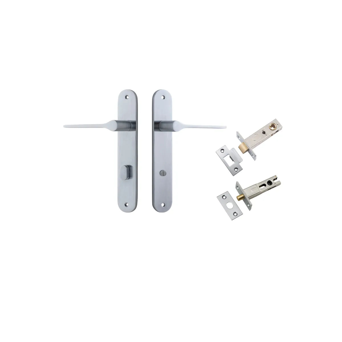 Como Lever - Oval Backplate Privacy Kit in Brushed Chrome - privacy set configuration