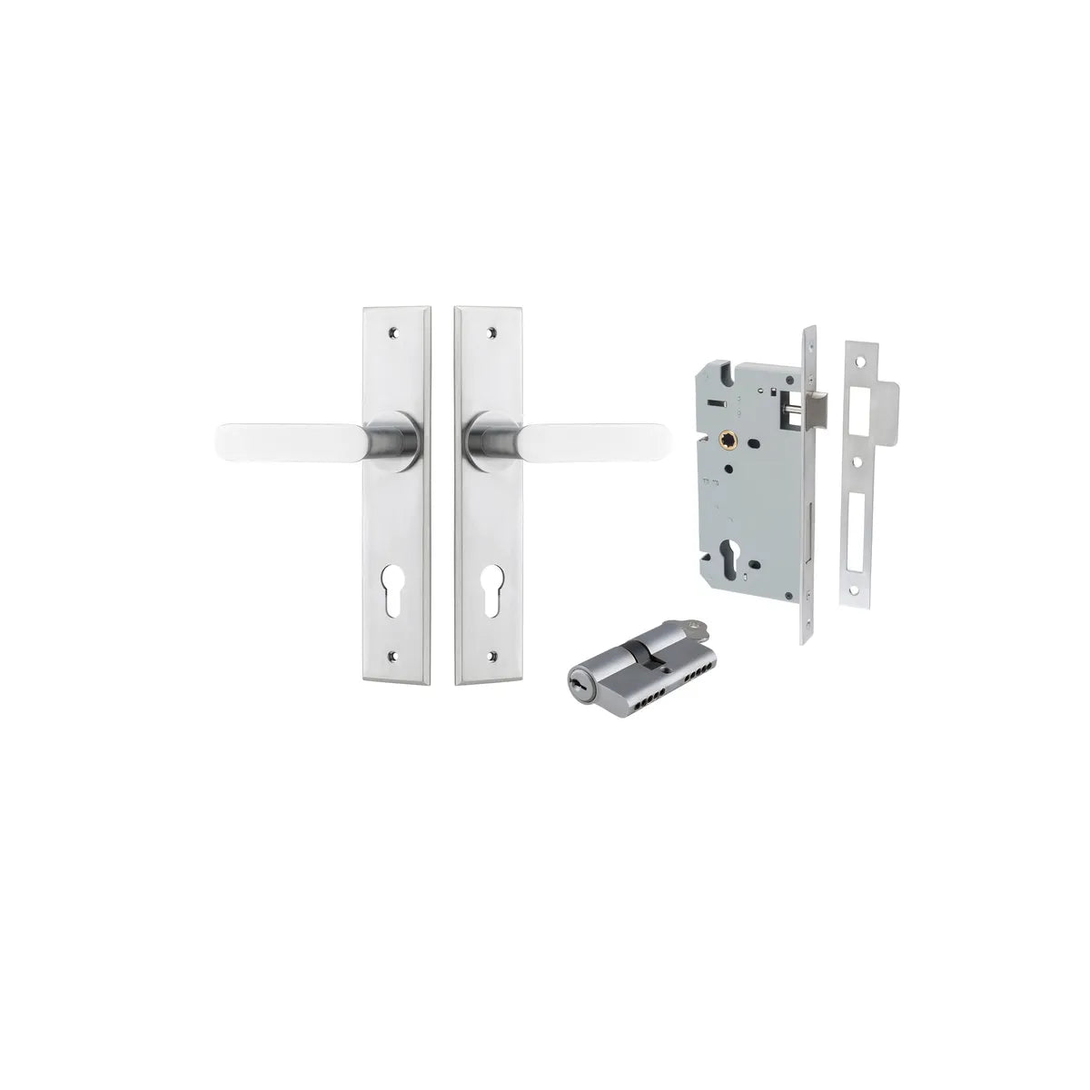 Bronte Lever - Chamfered Backplate Entrance Kit with High Security Lock - entrance set configuration (2 of 14)
