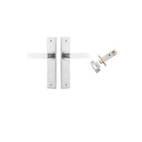 Bronte Lever - Chamfered Backplate Passage Kit in Brushed Chrome - angled product view