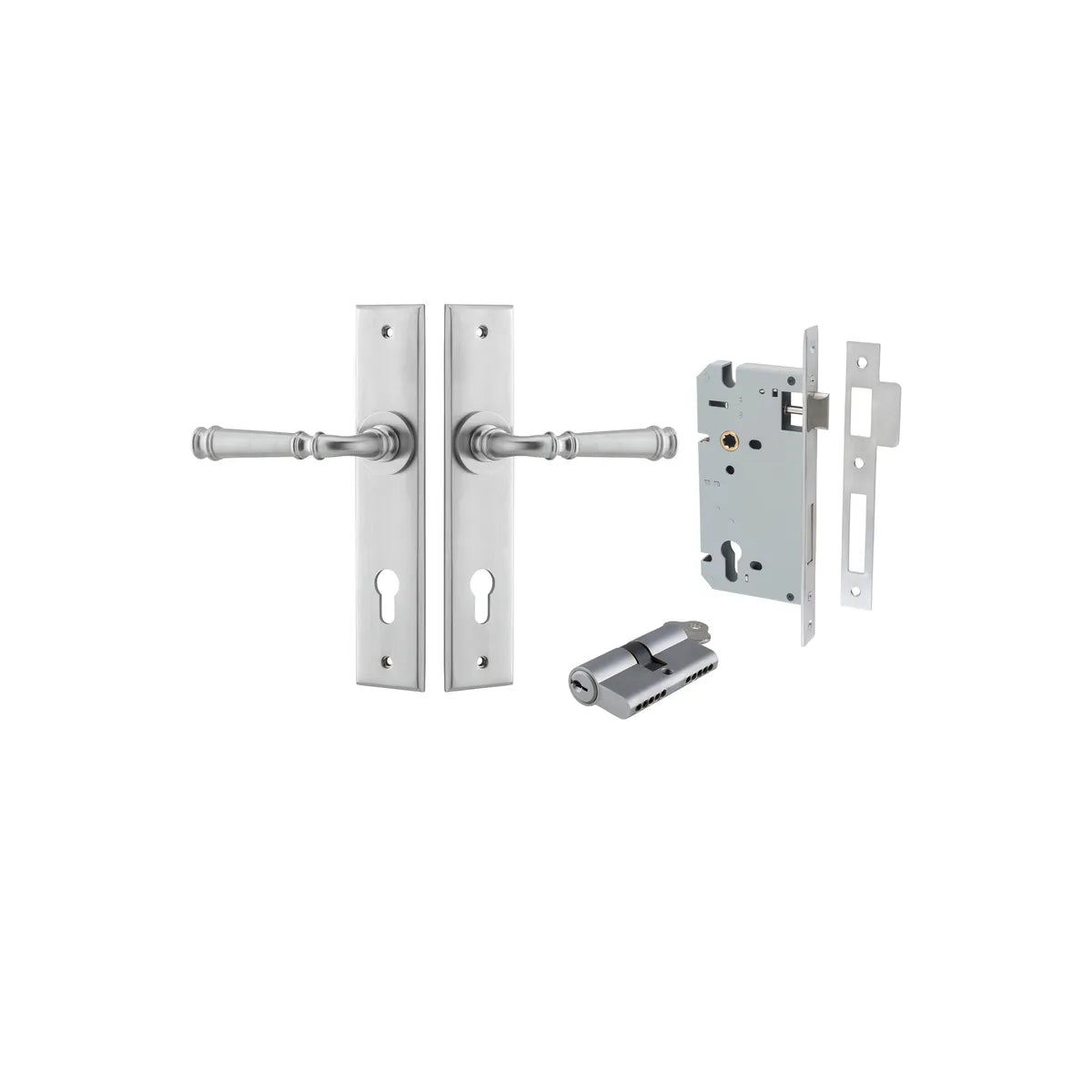 Verona Lever - Chamfered Backplate Entrance Kit with High Security Lock