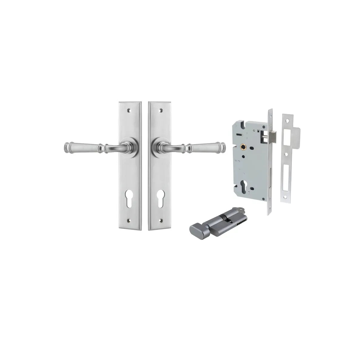 Verona Lever - Chamfered Backplate Entrance Kit with High Security Lock