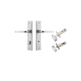 Annecy Lever - Chamfered Backplate Privacy Kit with Privacy Turn in Brushed Chrome - privacy set configuration