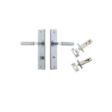 Brunswick Lever - Chamfered Backplate Privacy Kit in Brushed Chrome - privacy set configuration