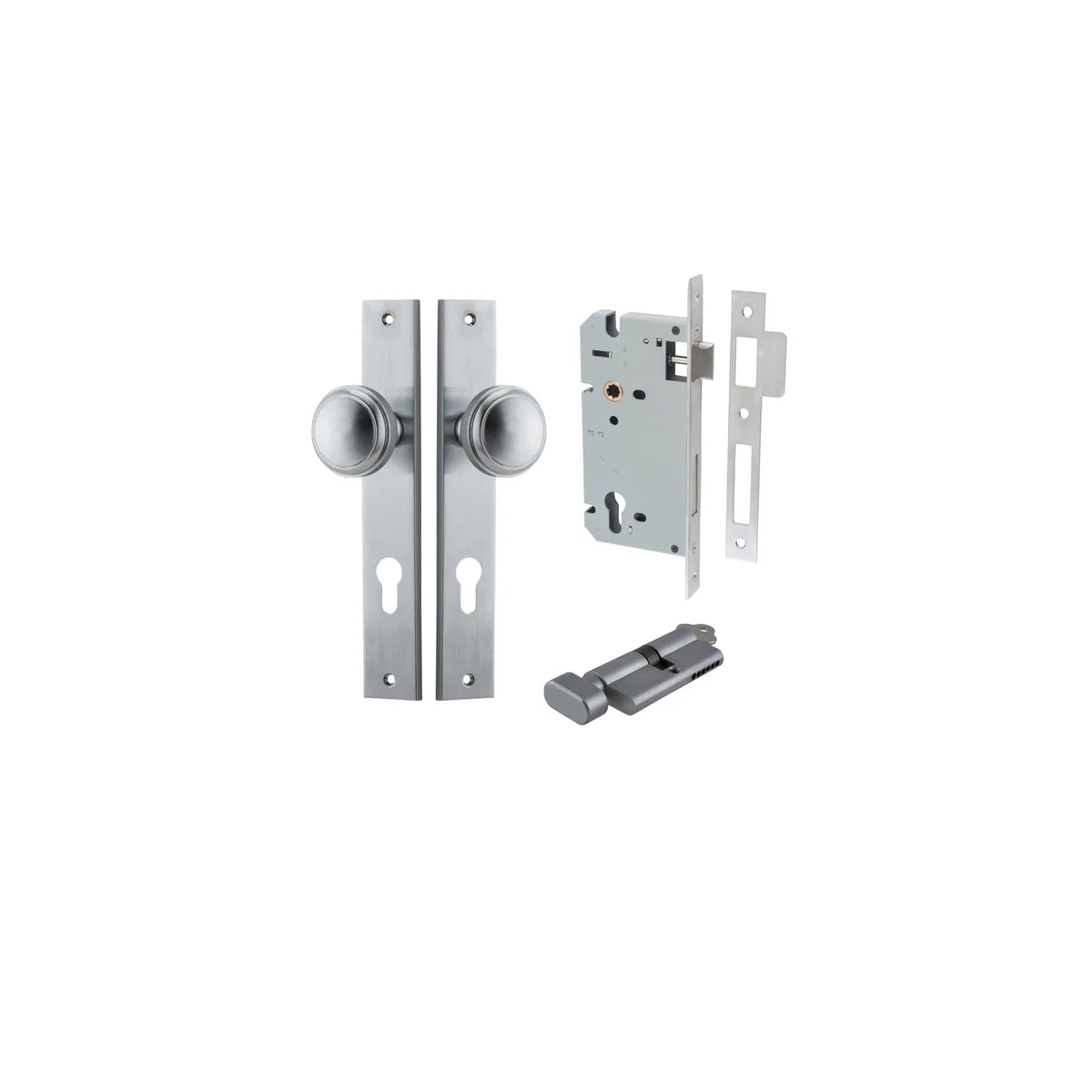 Paddington Knob - Rectangular Backplate Entrance Kit with High Security Lock - entrance set configuration (11 of 18)